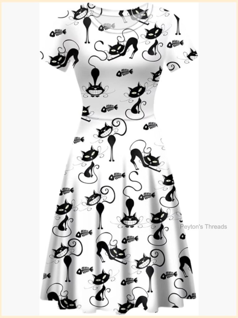 Women's A-Line Flared Midi Dress with Short Sleeves - Party and Casual Wear